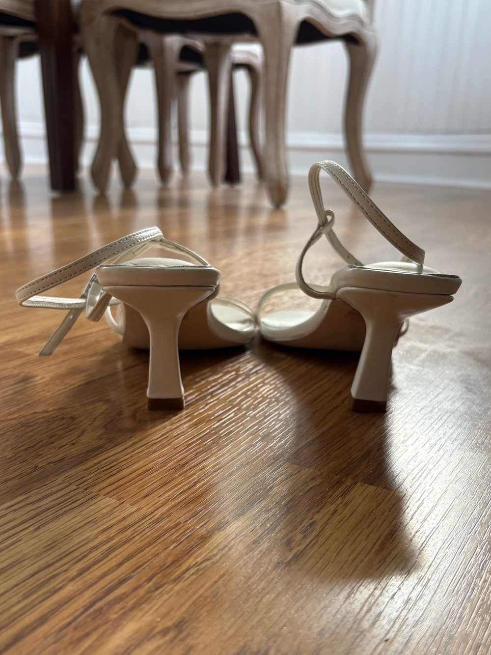 Quince Strappy Mid-Heel Sandals in Cream - Picture 3 of 3